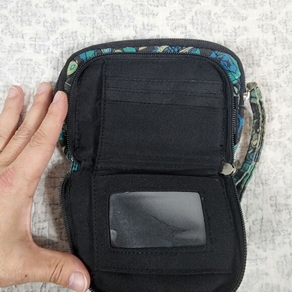 Vera Bradley Dark Blue Peacock Mini Zip Wristlet Wallet - Picture 2 of 6